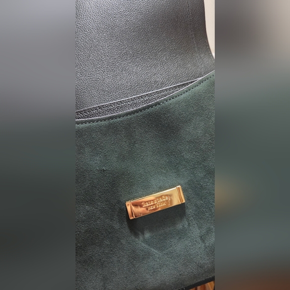 Kate Spade Black Pebbled Leather and Dark Green Suede Crossbody Bag - Picture 5 of 7